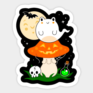 Ghost Frog on Jack'o'lantern Toadstool Sticker